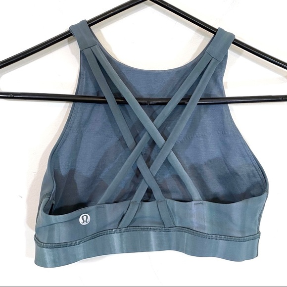 Lululemon Energy Sports Bra High Neck Linear Spray Dye White Deep Ocean 4 - Picture 2 of 6